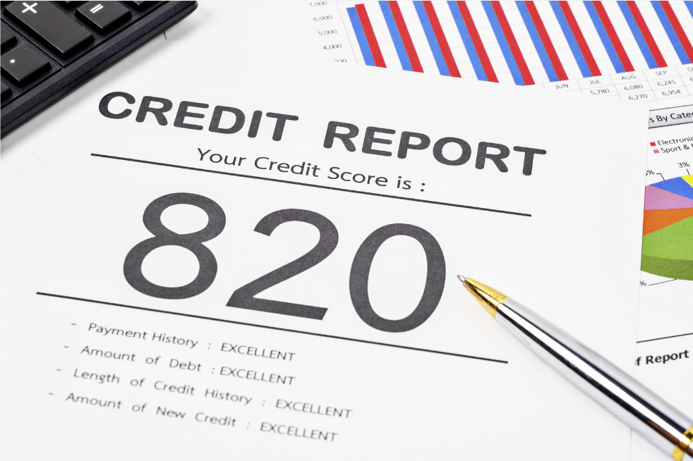 Credit report showing various account details and credit scor